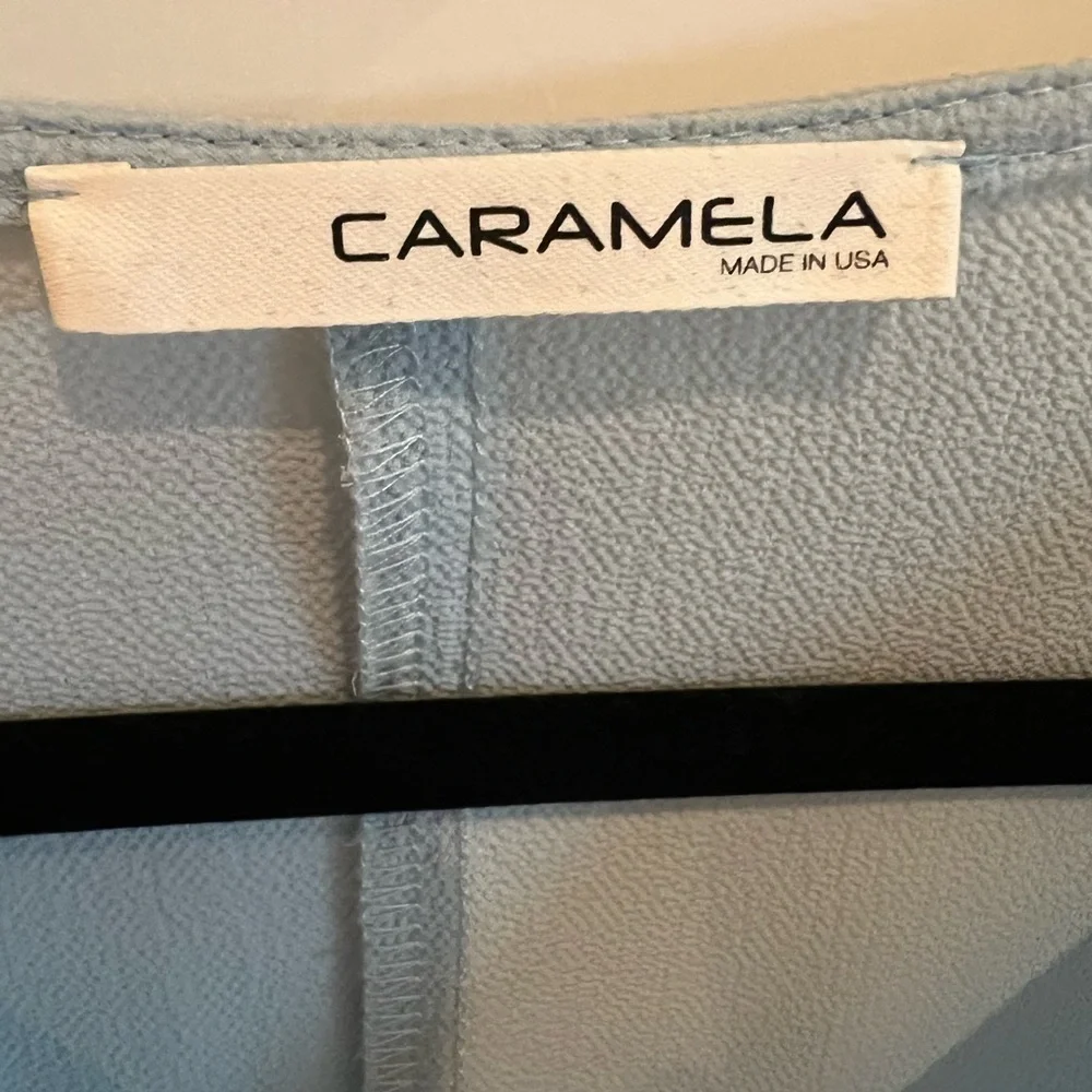 Caramela Preppy Baby Blue Drop Sleeve Blouse with Drop Neck Size Medium